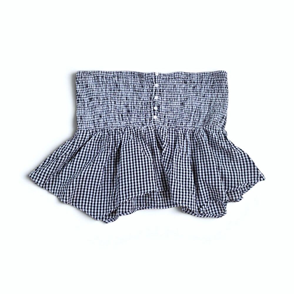 American Eagle Gingham Smocked Peplum Tube Top New with Detachable Straps L